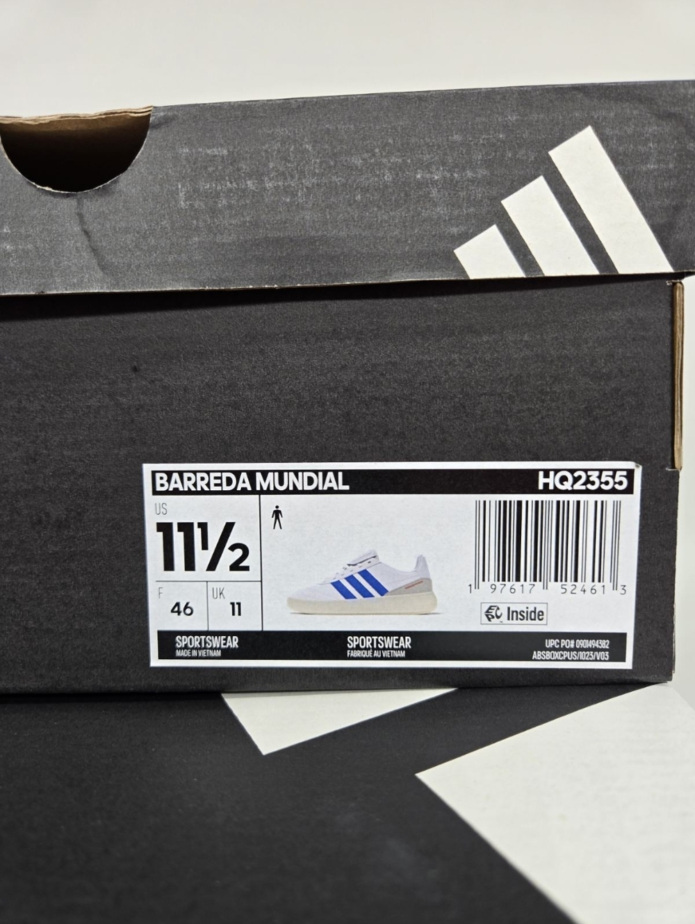 adidas Men's Barreda Mundial HQ2355 White Lucid Ray Blue Shoes Size 11.5 New - Picture 8 of 8